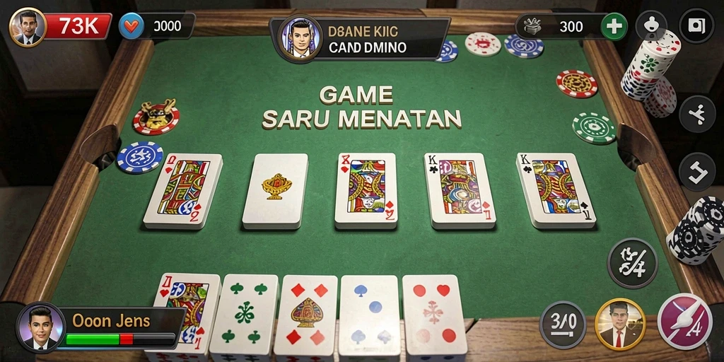 Tangkapan layar permainan 73K menampilkan aksi domino seru.