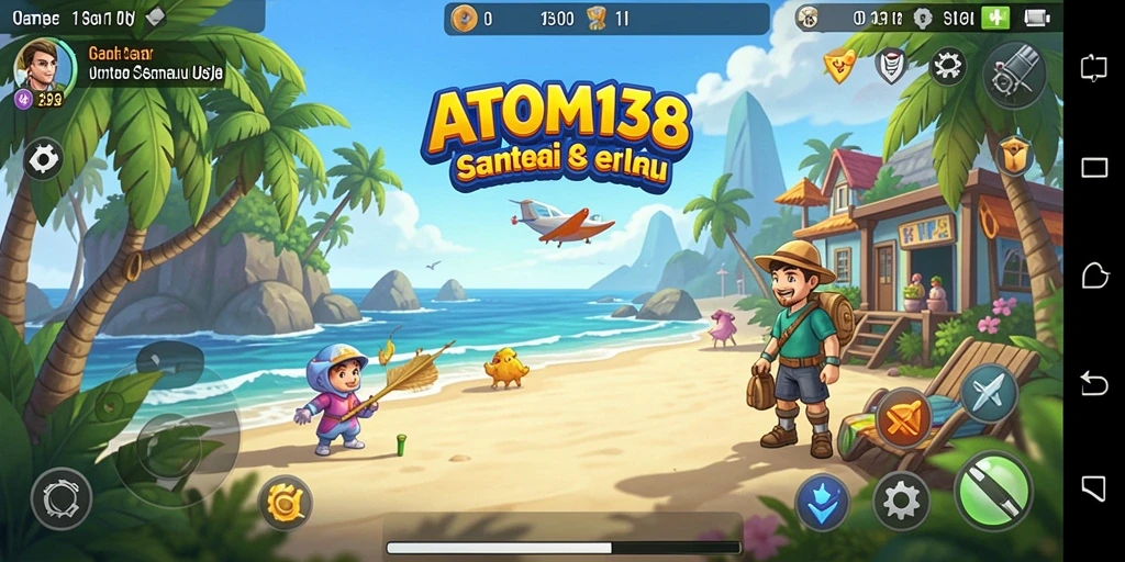 Tangkapan layar gameplay ATOM138 yang penuh warna dan menarik.