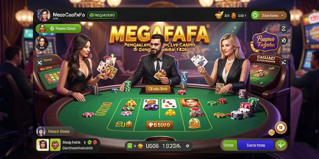 Tampilan gameplay MEGAFAFA dengan dealer live yang menarik.