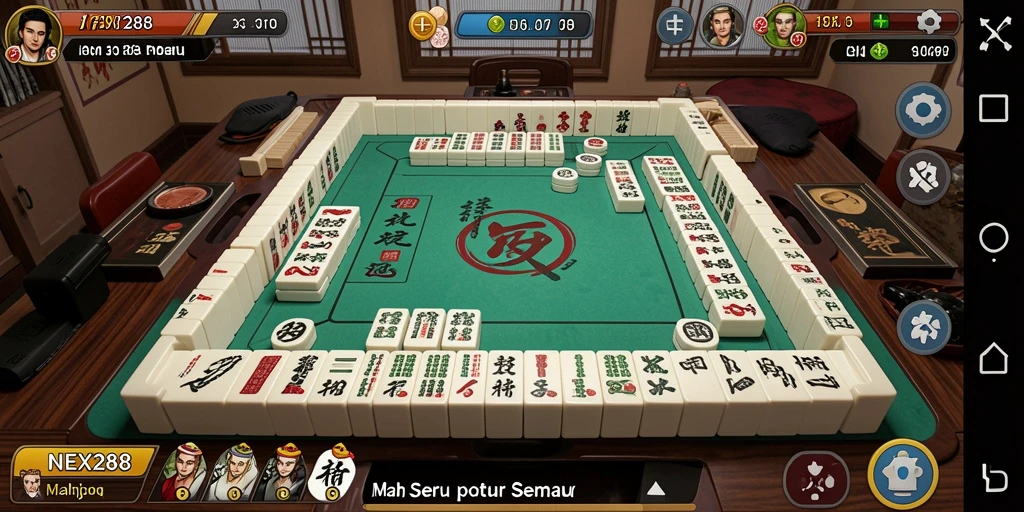 Screenshot gameplay NEX288 yang menampilkan momen seru permainan Mahjong.
