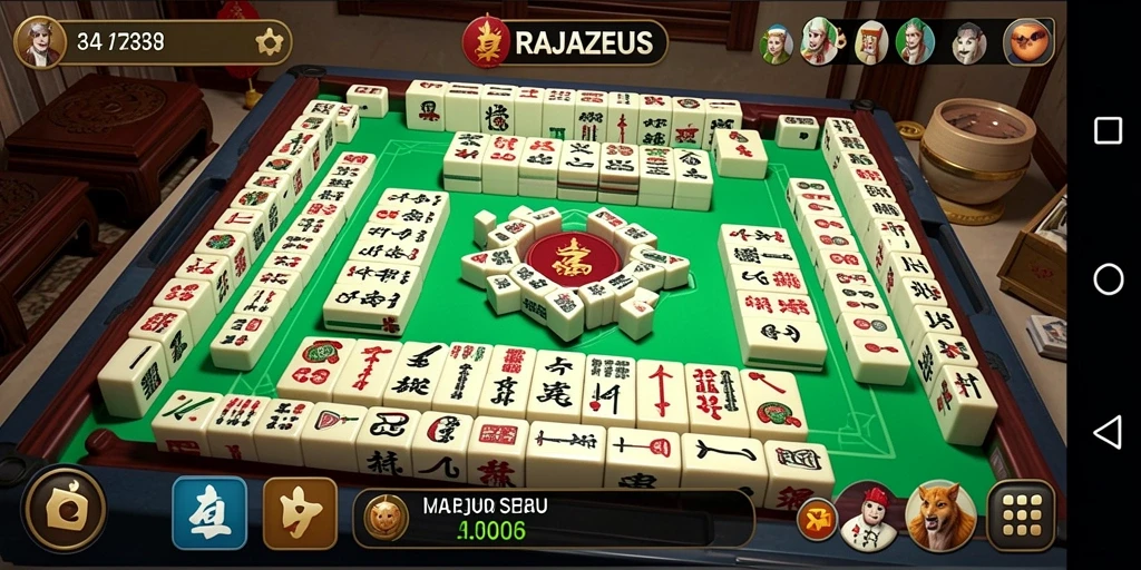 Gameplay seru RAJAZEUS dengan elemen Mahjong klasik.