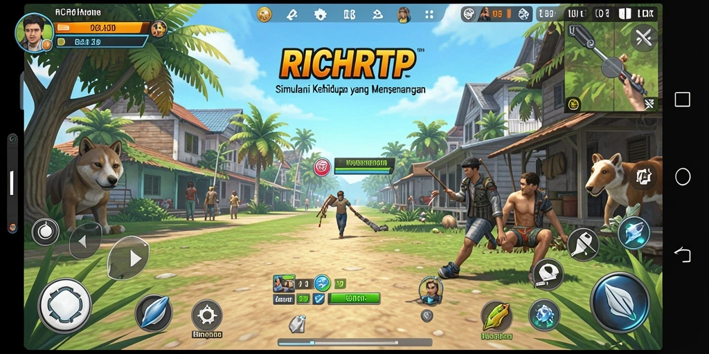Screenshot menampilkan gameplay menarik dari RICHRTP dalam simulasi kehidupan.