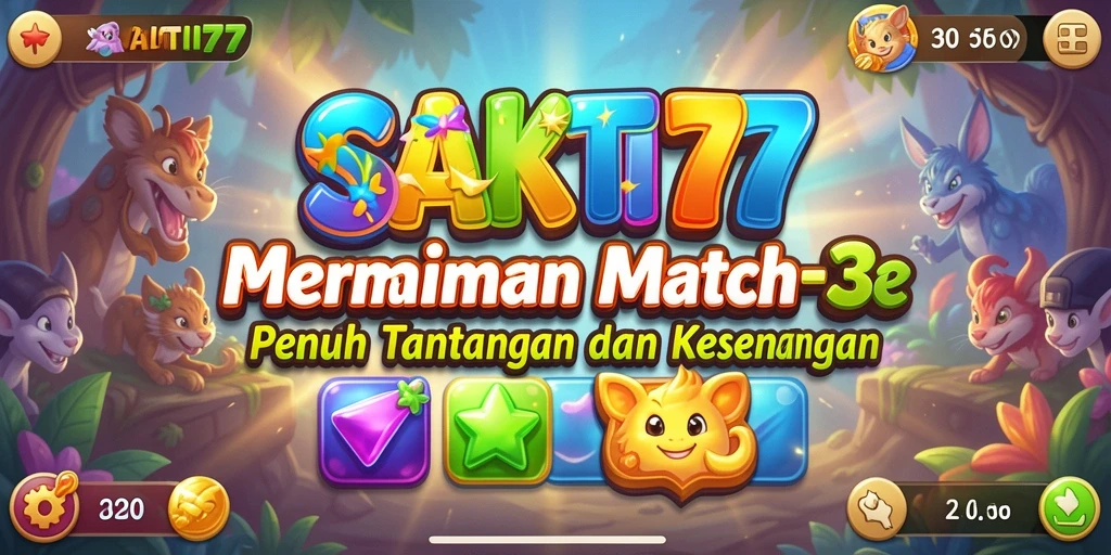 Tampilan gameplay SAKTI77 dengan batu permata berwarna-warni yang cantik.