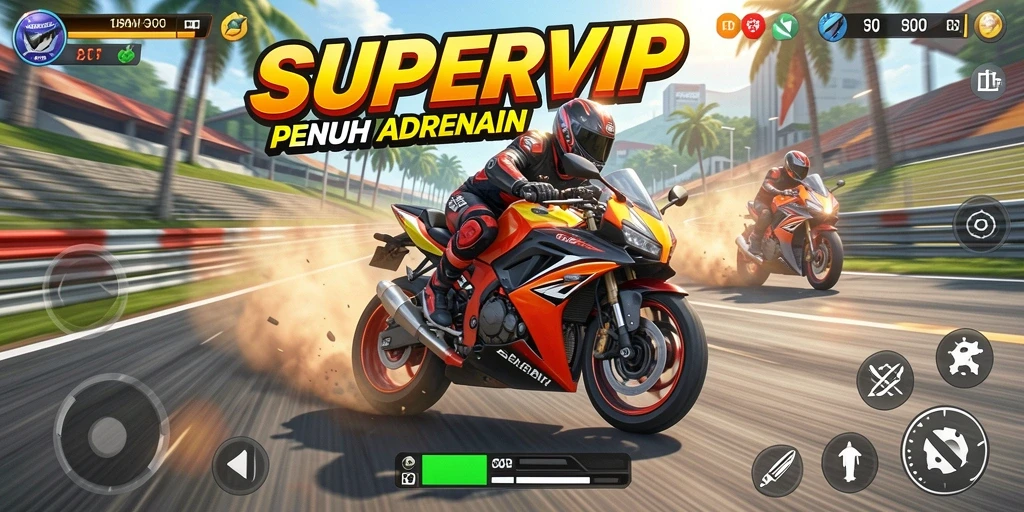 Gameplay mendebarkan dan trek yang penuh tantangan di SUPERVIP.